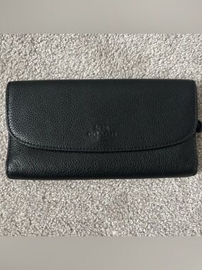 Coach Black Pebbled Leather Continental Wallet